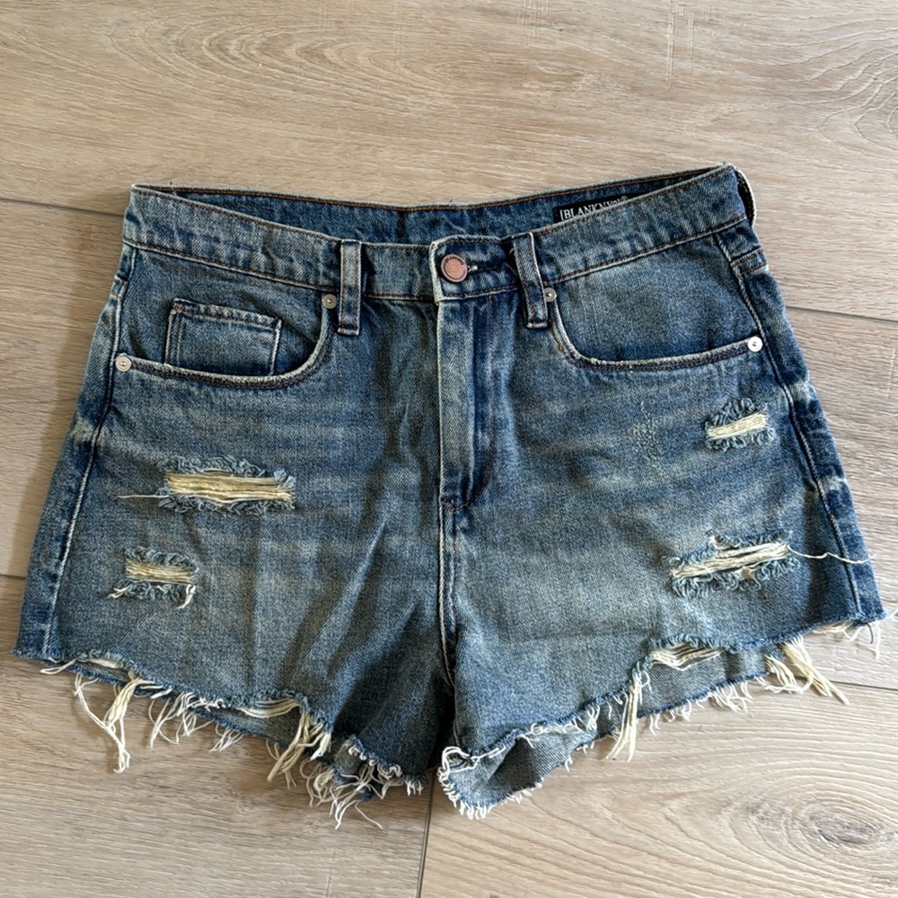 Blank NYC Blue Distressed Jean Shorts